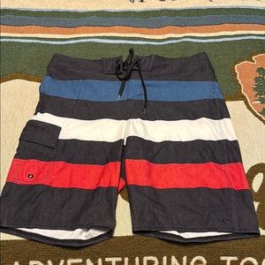 Men's Striped Swim Shorts - Black, Blue, Red by O'Neill